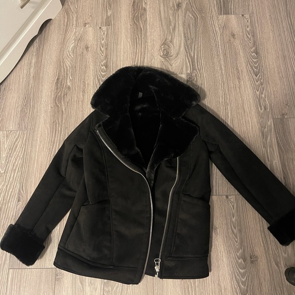 Jackets & Coats Black Fuzzy Jacket Poshmark